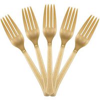 JAM PAPER Premium Utensils Party Pack - Plastic Forks - Gold - 48 Disposable Forks/Pack