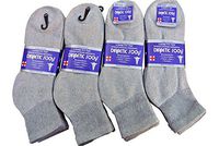 J&J 12 Pairs Diabetic Circulatory Health Men's Cotton Ankle Socks ALL SIZE (Grey, 9-11)