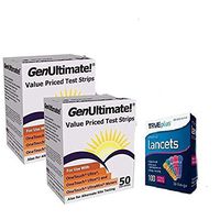 Genultimate Blood Glucose Test Strips for Use with One Touch Ultra Meter, 100 Strips with 100 Lancets by Bistras