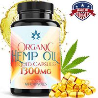Hemp Oil Capsules - 1300mg Organic Hemp Extract for Pain Relief, Joint Pain, Muscle Aches, Stress & Anxiety - Natural Sleep & Mood Support - Rich in Omega 3 6 9 & fatty-acids Made in USA - 60 Softgels