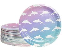 Disposable Plates - 80-Count Paper Plates, Dolphin Party Supplies for Appetizer, Lunch, Dinner, and Dessert, Kids Birthdays, 9 Inches in Diameter