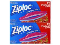 Ziploc Double Zipper All-Purpose Storage Quart Value Pack Bags - 50 CT (Pack of 2)