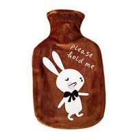 Topdo Hot Water Bottle with Cover, Cartoon Hot Water Bag Winter Plush Cartoon Student Hand Warmers Rubber Explosion-Proof Warm Water Bag 1000ml Size 27.5cmx17cm (Brown Bunny)