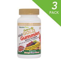 NaturesPlus Source of Life Gold Adult Multivitamin Gummies 3 Pack - 60 Whole Food Gummies - Complete Daily Vitamin Supplement - Free Radical Defense, Energy Support - Gluten-Free - 90 Total Servings