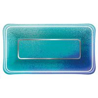 Foil Ocean Blue Scallop Rectangle Paper Appetizer Plates, 8ct