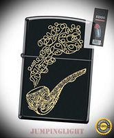 1304 Pipe & Smoke Black Matte Pipe Full Size Lighter with Flint Pack - Premium Lighter Fluid (Comes Unfilled) - Made in USA!