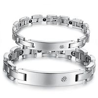 His or Hers Matching Set Couple Titanium Bangle Bracelet Magnetic Simple Korean Style Anti-fatigue in a Gift Box (His)