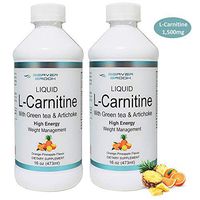 Beaver Brook Liquid L-Carnitine 1,500mg with Green Tea & Artichoke Supplement for Strength and Fat Burning - Orange Pineapple - 2 Pack