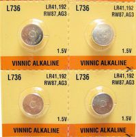 4 X Vinnic Ag3 192 Lr41 1.5V Batteries