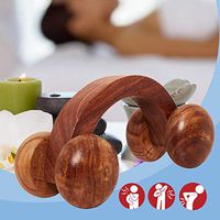 Indian Crafts Idea Handheld Wooden body calf massager, Rolling massager 4 wheels, massage therapy tool, massage roller wheels, Wooden calf acupressure Roller Massager for back, Neck, Head pain relief.