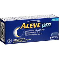 Aleve PM Caplets, Naproxen Sodium 220 mg (NSAID)/diphenhydramine HCl 25 mg, Pain Reliever/Nighttime Sleep-Aid, Non-Habit Forming, 80 Count