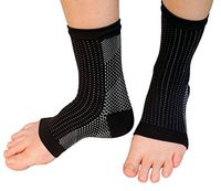 Sirosky Plantar Fasciitis Compression Ankle Sleeves for Men & Women - Anti Fatigue Heel Arch Ankle Foot Support Brace for Sports, Medical, Nurse, Travelling (Black/White, Large/X-Large)