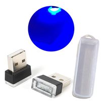 CHIYOU Car Mini USB LED Car Interior Ambient Lighting Decoration Night Light with USB Charging for All Cars Vehicle SUV Truck Automotive Decorative Led Lamp (Blue 2pcs)