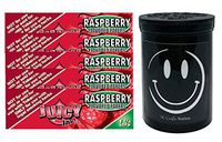 Herb Airtight Container Fresh Kettle with Juicy Jay's Raspberry 1.25 Flavored Hemp Rolling Papers 5 Count DC Crafts Nation- Happy Face