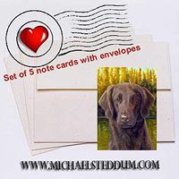 Michael Steddum Flat Coat Fall Flat Coated Retriever Note Card Set