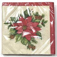Holiday Home Poinsettia Beverage Napkins- 16 Count