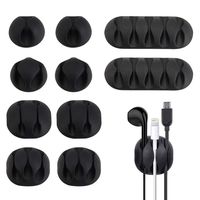 Cable Clips, CODIRATO 10 Pack Self Adhesive Cord Organizer Cable Management for Organizing Cable Cords Home and Office, Black Cord Holders