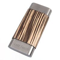 Personalized Visol Terran Zebrawood & Stainless Steel Cigar Case for Large Ring Gauge Cigars