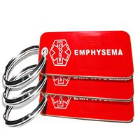 My Identity Doctor - 3 Pre-Engraved Emphysema Plastic Medical Alert ID Keychains, Small 2.25 x .79 Inch