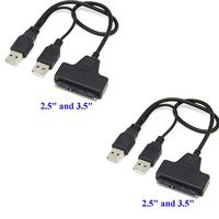 HiLetgo 2pcs USB to SATA 7+15 Pin Adapter USB2.0 Hard Drive Converter Cable for 2.5" 3.5" SATA HDD Hard Disk Drive