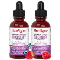 Organic Elderberry Syrup (2 Pack- 60 Day) Extract by MaryRuth's for Kids & Adults - Immune Boost - High Flavonoid - Vegan Easy Absorption - Blue/Raspberry Flavor - NO Alcohol