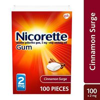 Nicorette Nicotine Gum, Stop Smoking Aid, 2 mg, Cinnamon Surge Flavor, 100 count