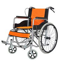 Tomsdy Folding Wheelchair with Light Manual Walking Assist Parking Brake, Swivel Footstool, 17.3inch Seat, Orange