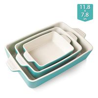 Sweejar Ceramic Bakeware Set, Rectangular Baking Dish Lasagna Pans for Cooking, Kitchen, Cake Dinner, Banquet and Daily Use, 11.8 x 7.8 x 2.75 Inches of Baking Pans(Turquoise)