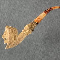 Old European Snarling Lion Churchwarden Tobacco Pipe 3/4 Bend by Paykoc M09008