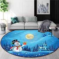 RUGSMAT Christmas Luxury Round Area Rugs,Snowman Sanra Gift Super Soft Living Room Bedroom Home Shaggy Carpet Diameter-55