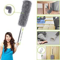 Microfiber Duster for Cleaning with Extension Pole 30-100 Inches, Reusable Bendable Detachable Dust Cleaner, Extendable Lint Free Feather Duster for Cleaning High Ceiling Fan Blinds Cobwebs