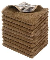 SINLAND Microfiber Dish Cloth Best Kitchen Cloths Cleaning Cloths Poly Scour Side 12"x12" (10Pack, Light Brown)