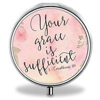 Quote Pill Case, Round Stainless Drug Organizer Container Medicine Cover for Pocket Daily&Weekly