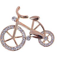 Trendy Fancy Elegance Gold Rhinestone Bike Shape Twinkle Brooch Pins Jewelry Popular Novelty Creation Aesthetic Party Girls Woman Jewerly Cheap Design Style