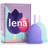 Lena Menstrual Cups - 2-Pack - Reusable Period Cups - Tampon and Pad Alternative - Regular and Heavy Flow - Small and Large - Turquoise and Purple