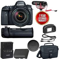 Canon EOS 6D Mark II Wi-Fi Digital SLR Camera with 24-105mm f/4L II Lens + BG-E21 Battery Grip + Rode VMGO + Canon 100ES Bag + Warranty