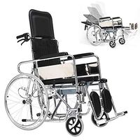 LHBNH Comfortable Wheelchair Multifunction Self-propelled Wheelchair, Foldable Portable, Adjustable backrest and footrest can be Folded Completely Flat, with a Bedpan, and The Hand Brake, The Elderly