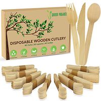 Biodegradable cutlery, Disposable wooden Forks, Knives, and Spoons set, Eco-Friendly, (200 Count - 80 Forks, 80 Spoons, 40 Knives)