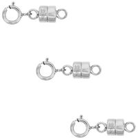 3 Pack Sterling Silver 4 mm Magnetic Clasp Converter for Light Necklaces USA, Square Edge