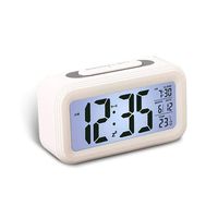 KOBWA Battery Digital Alarm Clock with Large Display,Multi-Function LCD Clock Loud Alarm,Snooze,Dimmer,Perpetual Calendar with Temperature Display,12/24 Hours for Home Bedrooms Office