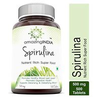 Amazing India Spirulina – 500 mg 500 Tablets (Non-GMO) - Supports Cell Regeneration, Immune Health, Detoxification & Overall Health