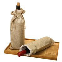 HRX Package Burlap Wine Bags with Drawstring, 14 x 6 1/4 inches (Pack of 10)