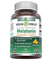 Amazing Formulas Melatonin Chewable 5 mg 250 Tablets Non GMO -Helps Regulate Sleep Cycle* -Calming & Relaxing Effect* (Citrus Flavor)