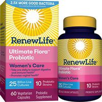 Renew Life #1 Women's Probiotics 25 Billion CFU Guaranteed, 10 Strains,  Shelf Stable, Gluten Dairy & Soy Free, 60 Capsules, Ultimate Flora Women's Care - 60 Day Money Back Guarantee
