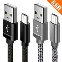 Micro USB Cable Android, Capshi USB to Micro USB Cables [2Pack,6.6Ft] Nylon Braided Sync and Fast Charging Cord for Samsung Galaxy S7, S7 Edge, Kindle, PS4, Moto, Android Smartphones (Grey/Black)