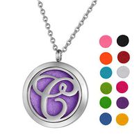 Essential Oil Necklace Diffuser Monogram Letter C Necklace Pendant Aromatherapy Locket Valentine‘s Day Gifts