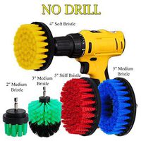 HIFROM Cleaning Scrub Drill Brush kit 2" 3" 4" 5" for Kitchen Stoves Cabinets Counters Linoleum Bathroom Shower Tile Porcelain with Quick Change Shaft