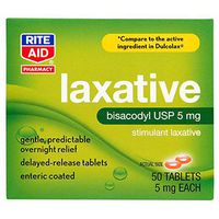 Rite Aid Pharmacy Laxative Tablets, Bisacodyl, 5mg - 50 Count