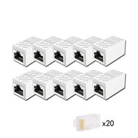 RJ45 Coupler, CAIVOV Ethernet Couple Cat7 Cat6 Cat5e Ethernet Cable Extender Adapter LAN Connector in Line Coupler Female to Female (White-10 Pack)