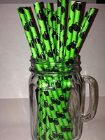 Green and Black Witches Cauldron , Vintage Paper Drinking Straws - 25 ct. - Twilight Parties